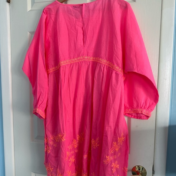 Juliet Dunn Sugar Pink + Neon Peach Batwing Dress $440 NWT 3 Large Tuckernuck - Picture 5 of 6